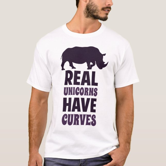 Verkliga Unicorns har kurvor Tee Shirt (Framsida)