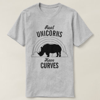 Verkliga Unicorns har rolig noshörning för kurvor Tee