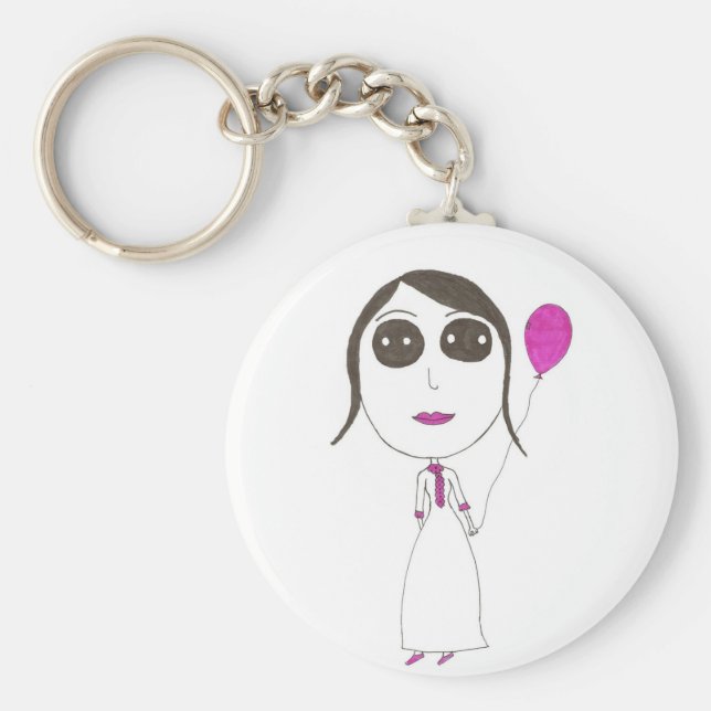 Verkligen Big Head Girl Nyckelring (Framsidan)