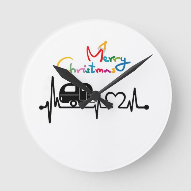 ’VERKLIGEN LYCKLIG CAMPER’ CHRISTMAS CLOCK RUND KLOCKA (Framsida)
