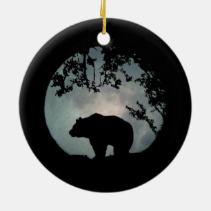 Verkligen Söt Bear och Måne jul Julgransprydnad Keramik