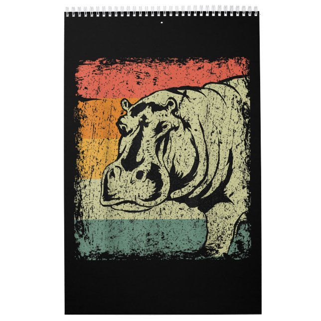 Verkligen Vintage Hippopotamus Hippo| Hippo Älskar Kalender (Omslag)