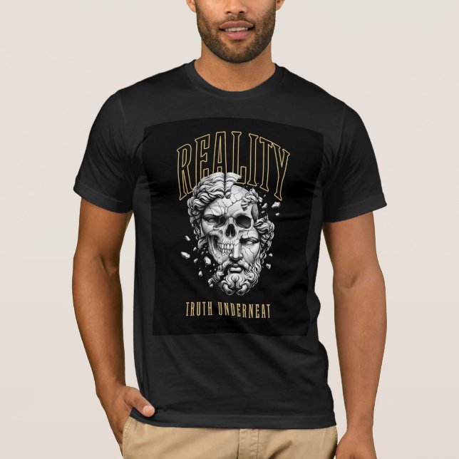 Verklighet Sanning Under - Grekisk Staty Skalle T Shirt (Framsida)