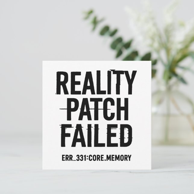 Verklighetspatch Misslyckades - Glitchad Typografi Kort (Stående Fram)