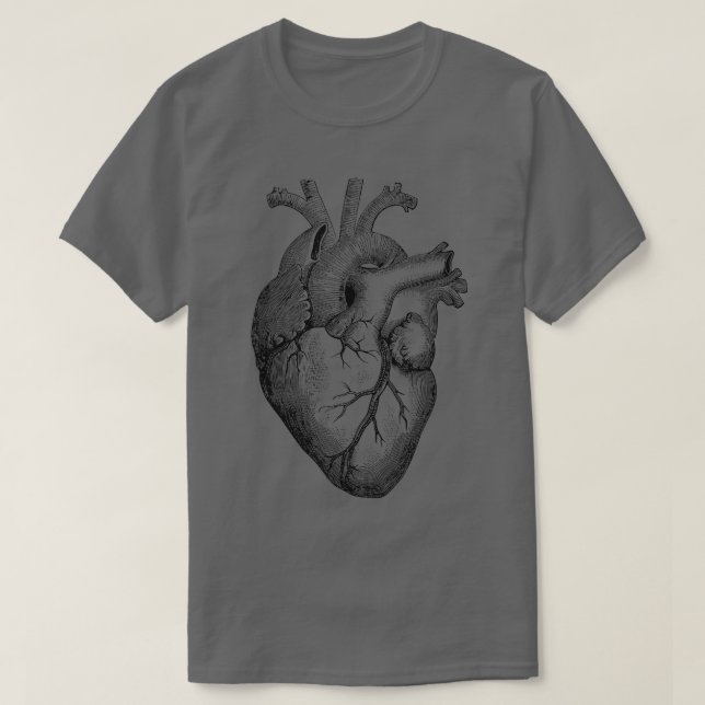 Verkligt Anatomiskt humant hjärta Teckning T Shirt (Design framsida)