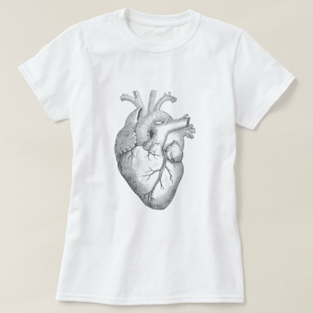 Verkligt Anatomiskt humant hjärta Teckning T Shirt (Design framsida)
