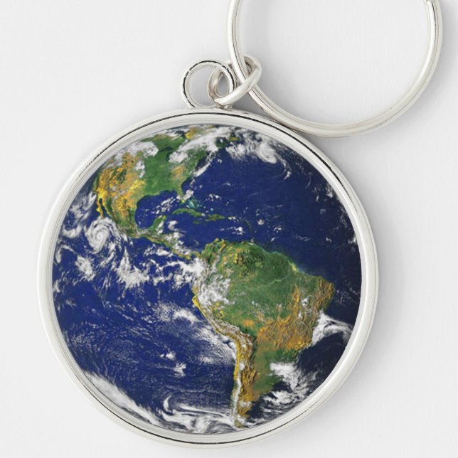 Verkligt fotografera av världen Keychain Rund Silverfärgad Nyckelring (Framsidan)