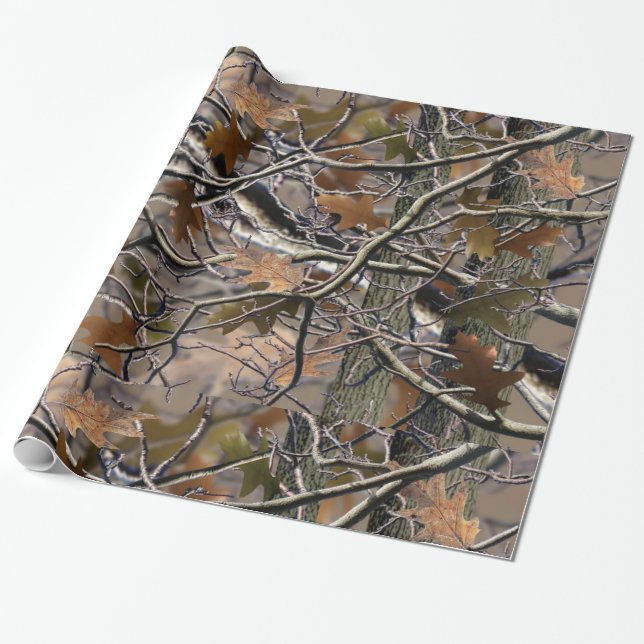 Verkligt Träd Kant Camo Wrapping Papper Presentpapper (Utrullad)