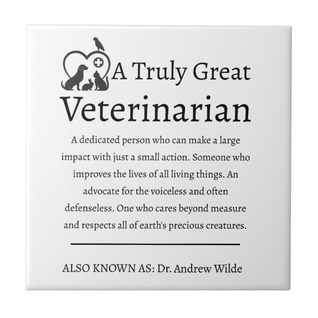 Verkligt Underbar veterinär Kakelplatta (Framsidan)