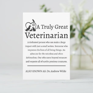 Verkligt Underbar veterinär Tack Kort