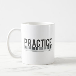 Verkställ piano tangentbord-typografi kaffemugg