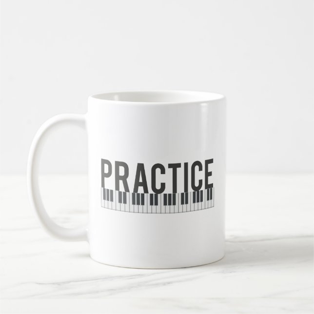 Verkställ piano tangentbord-typografi kaffemugg (Vänster)
