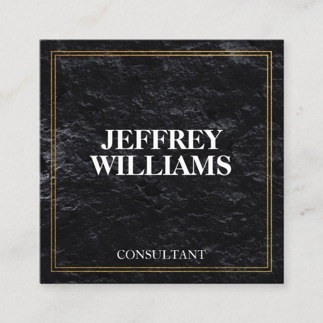 verkställande | Guld Dubbla Gräns | Slate Black Fyrkantigt Visitkort (Framsida)