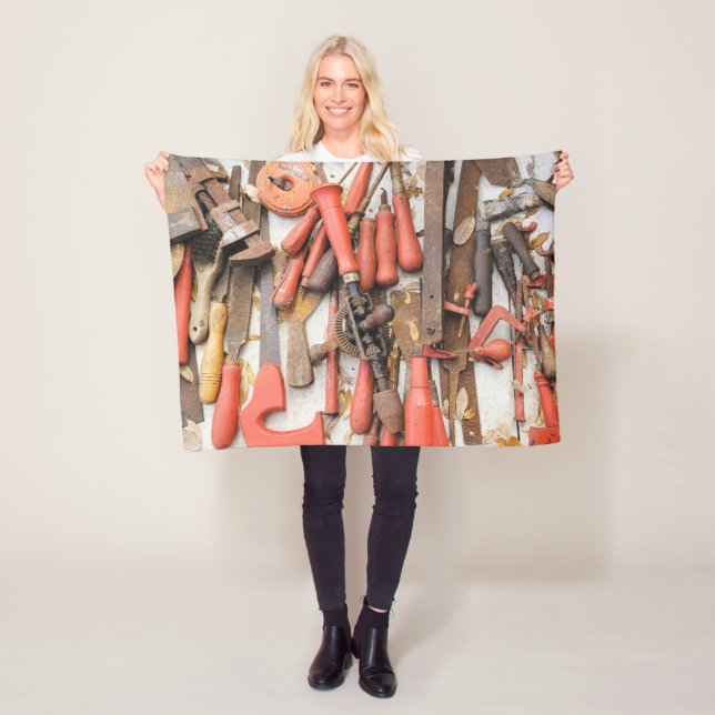 Verktyg Antique Rustic Red Man Verktyg Fleecefilt (På plats)