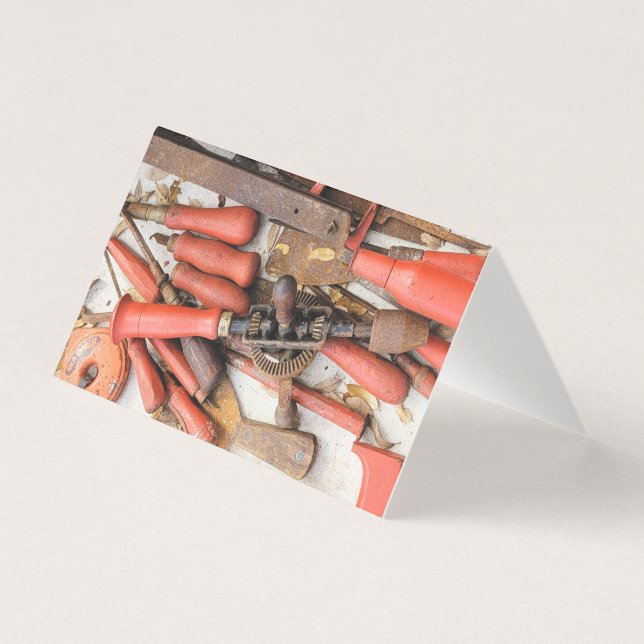 Verktyg Antique Rustic Red Man Verktyg Kort (Framsida)