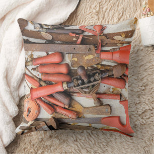 Verktyg Antique Rustic Red Man Verktyg Kudde
