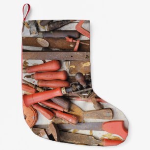 Verktyg Antique Rustic Red Man Verktyg Liten Julstrumpa