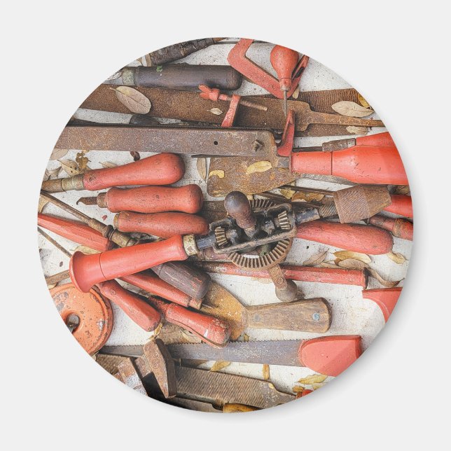 Verktyg Antique Rustic Red Man Verktyg Magnet (Framsidan)