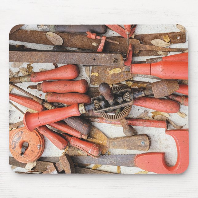 Verktyg Antique Rustic Red Man Verktyg Musmatta (Framsidan)
