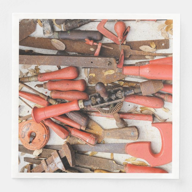 Verktyg Antique Rustic Red Man Verktyg Pappersservett (Framsida)