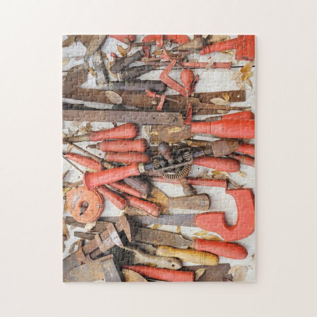 Verktyg Antique Rustic Red Man Verktyg Pussel (Vertikal)