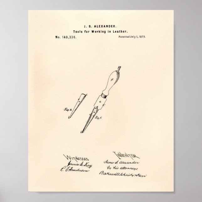 Verktyg arbetsblad 1873 Patent Art Old Peper Poster (Framsidan)