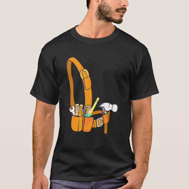 Verktyg Bälte Plumber Electrician Hammer Carpenter T Shirt (Framsida)