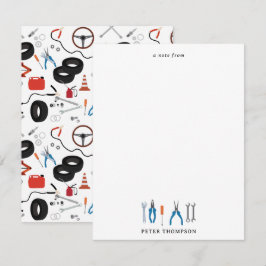 Verktyg för bilmekanik anteckningskort