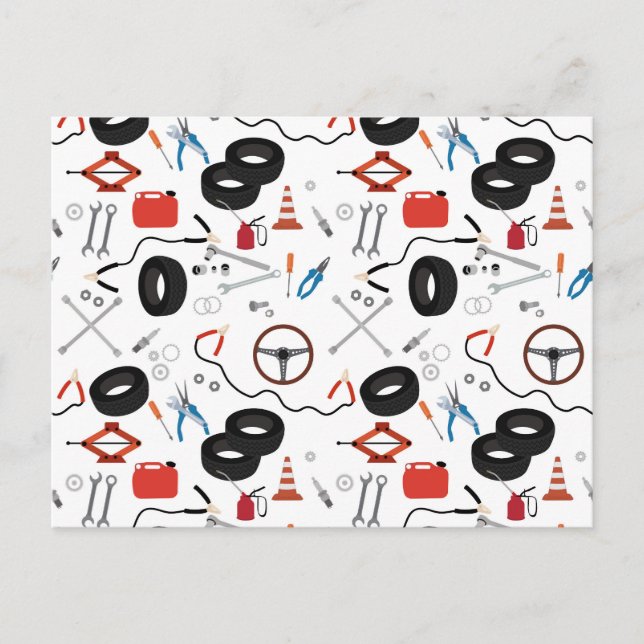 Verktyg för bilmekanik helg vykort (Framsida)