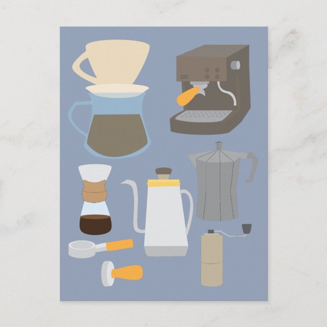 Verktyg för kaffebryggare vykort (Framsida)