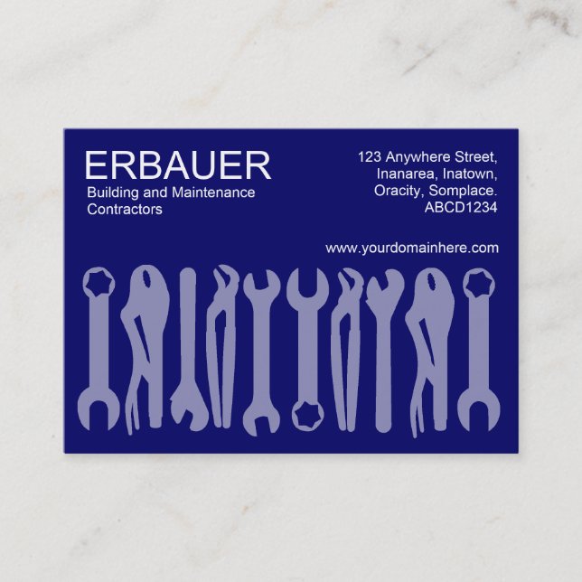 VERKTYG i KNUBBIGET - MÖRK BLÅTT Visitkort (Framsida)