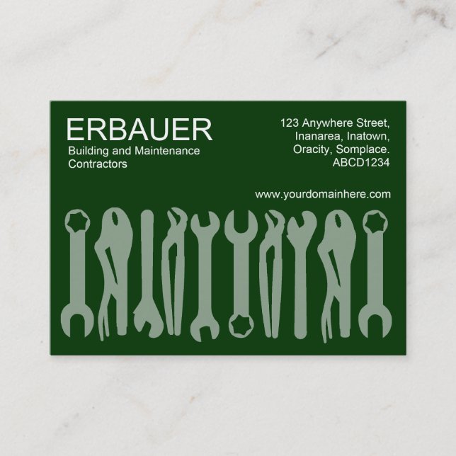 VERKTYG i KNUBBIGET - MÖRK GRÖNT Visitkort (Framsida)