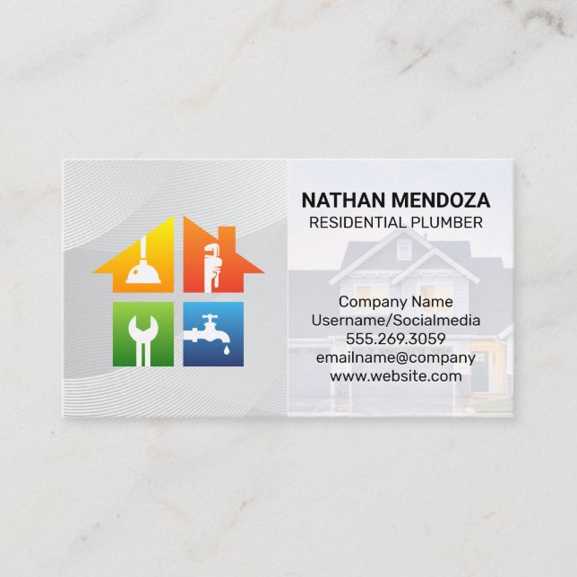 Verktyg-ikoner för rörmokare | Upphovsman Visitkort (Framsida)