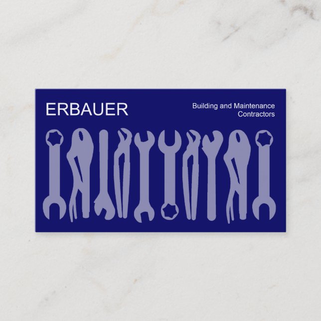 Verktyg inom handeln - blåa nyanser visitkort (Framsida)