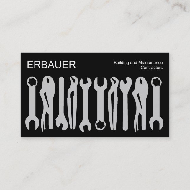 Verktyg inom handeln - Grått på svart Visitkort (Framsida)