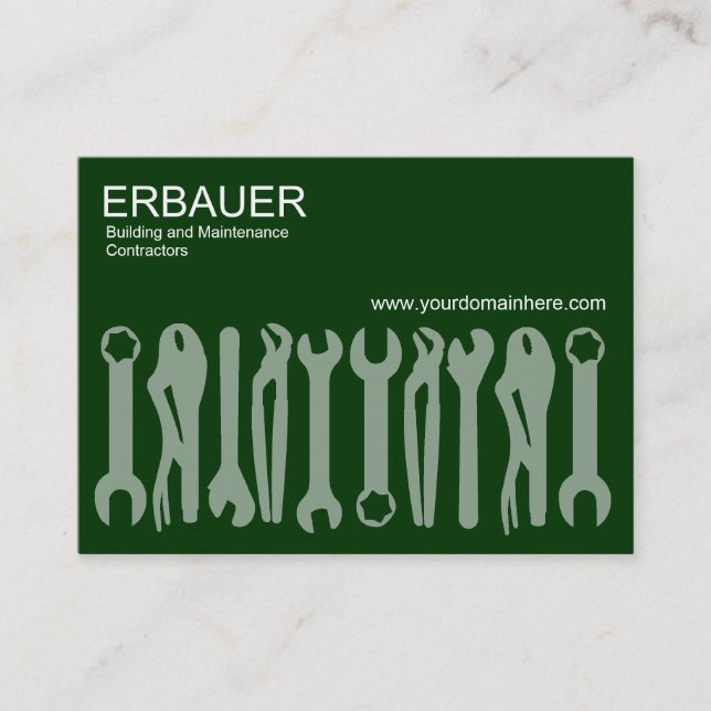 Verktyg inom handeln (Knubbig v2) - Mörk grönt Visitkort (Framsida)