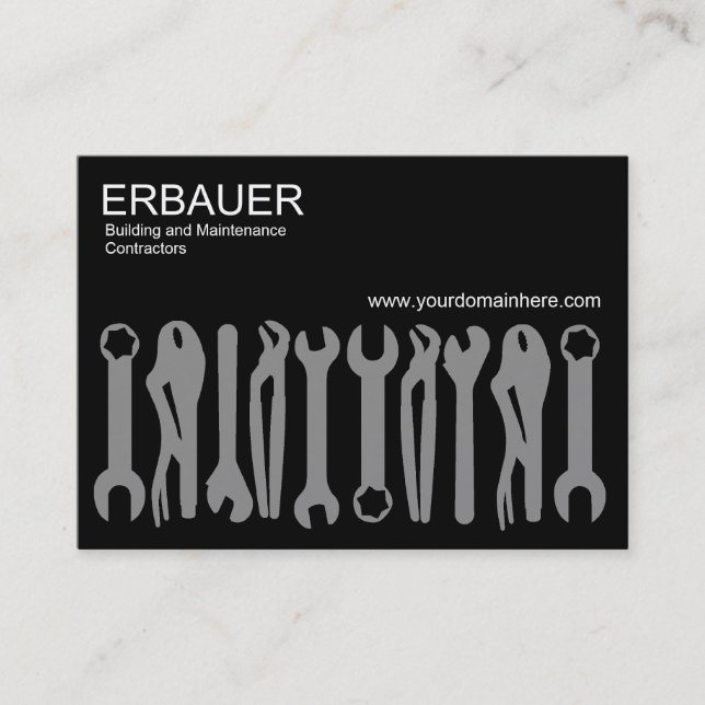 Verktyg inom handeln (Knubbig v2) - Svart Visitkort (Framsida)