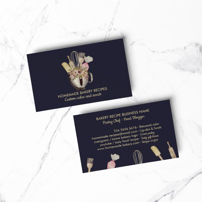 Verktyg kokokokock för marinbakning visitkort (Navy Bakery pastry hand tools cook chef Business Card)