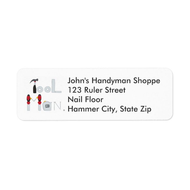 Verktyg Man stavade med Verktyg Returetiketter Returadress Etikett (Framsidan)