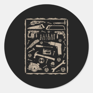 Verktyg med ram vintage runt klistermärke