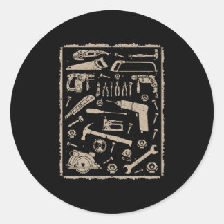 Verktyg med ram vintage runt klistermärke