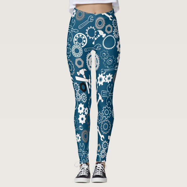 Verktyg Mönster 01.b DBlue BG Leggings (Framsida)