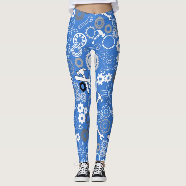 Verktyg Mönster 1.b LBlue BG Leggings (Framsida)