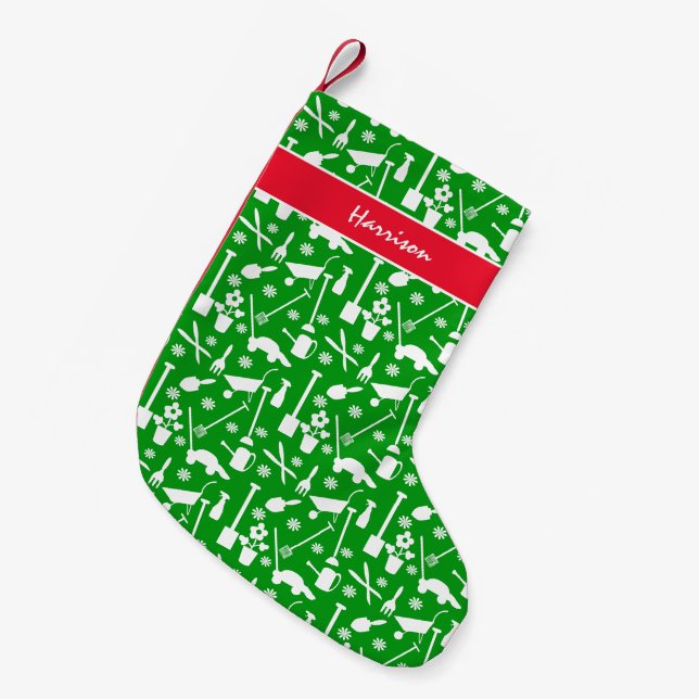  Verktyg Mönster Röd Grönt och vit Liten Julstrumpa (Framsidan (Hängande))