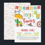 Verktyg och Tacos Inbjudan - Vit<br><div class="desc">Perfekt inbjudan för att fira den speciella brudgummen som ska bli!</div>