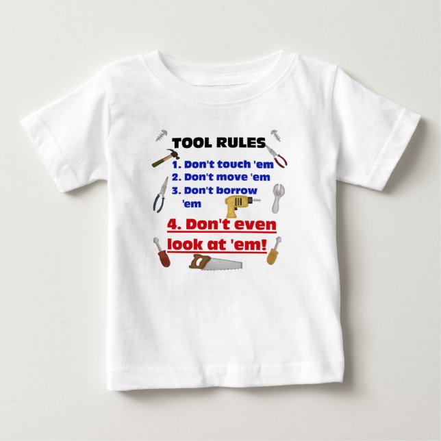 Verktyg Regler Humous Wood Shop Boys Garage Tee Shirt (Framsida)