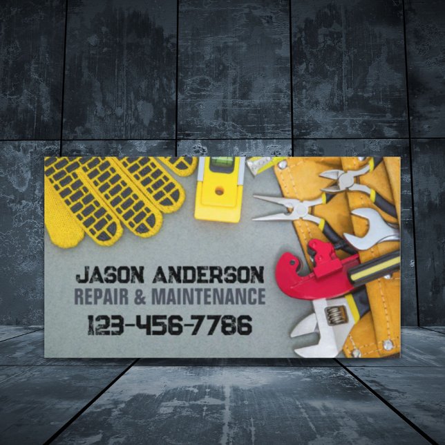 Verktyg Reparation Maintenance Construction Handym Visitkort (Tools Repair Maintenance Construction Handyman Business Card)