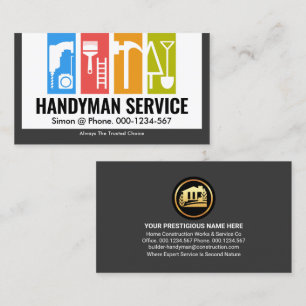 Verktyg-skylt för Retro Snyggt Handyman Visitkort