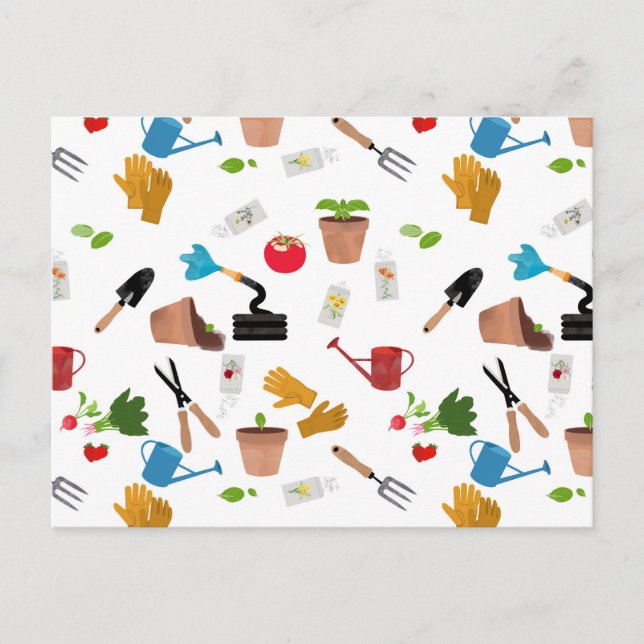  Verktyg växter Gardener Nursery Mönster Helg Vykort (Framsida)