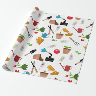 Verktyg växter Gardener Nursery Mönster Presentpapper